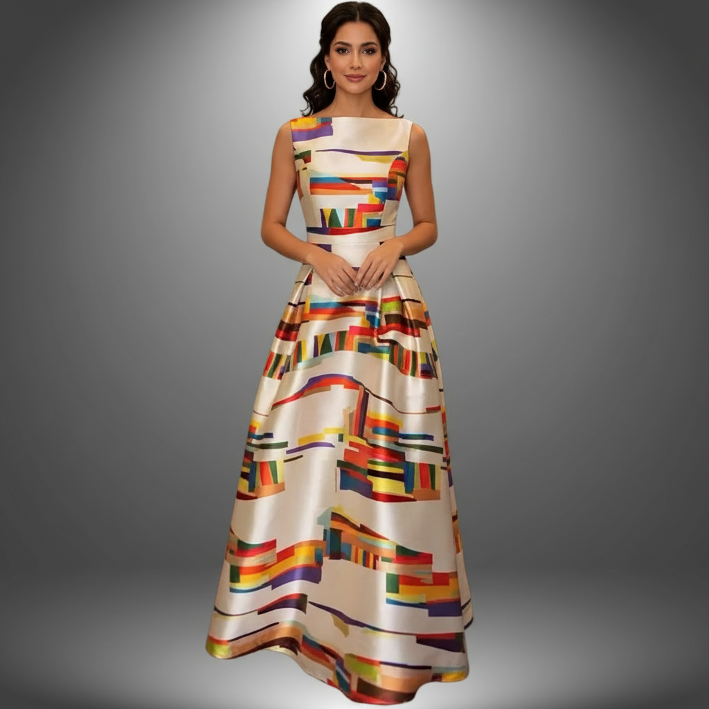 Maxi jurk met kleurrijke geometrische print voor dames
