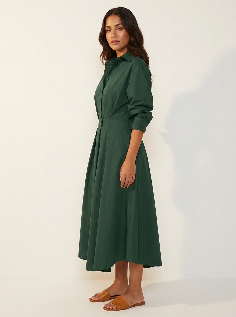 Maxi jurk met kraag en getailleerde taille voor dames