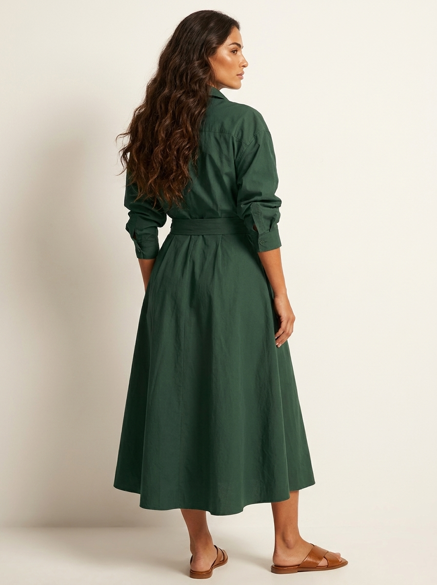 Maxi jurk met kraag en getailleerde taille voor dames