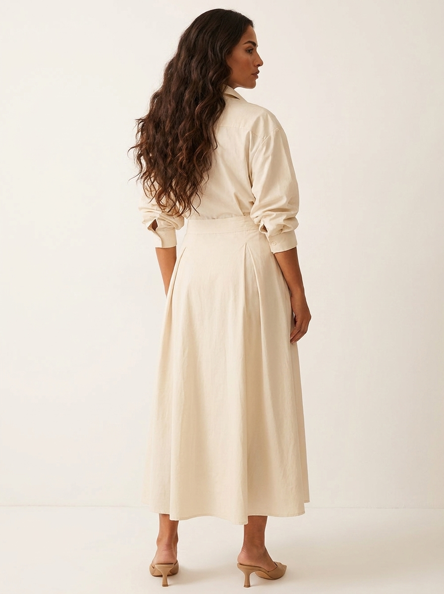 Maxi jurk met kraag en getailleerde taille voor dames
