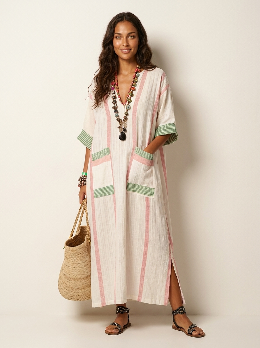 Maxi jurk met V-hals en bohemian details voor dames