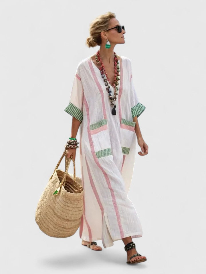 Maxi jurk met V-hals en bohemian details voor dames