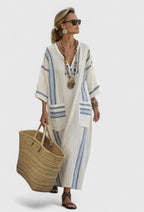 Maxi jurk met V-hals en bohemian details voor dames
