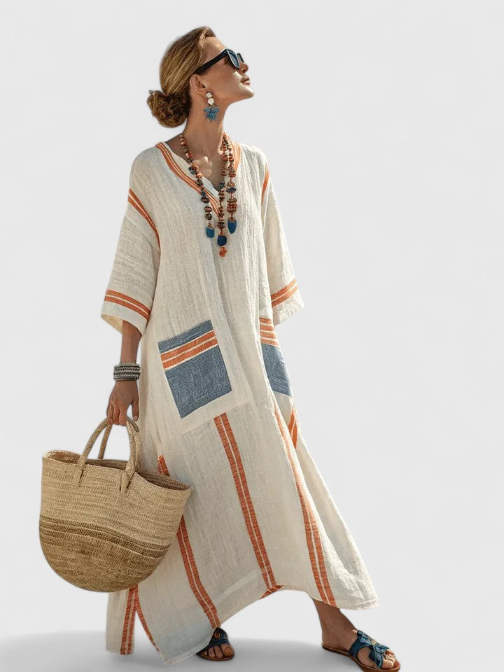 Maxi jurk met V-hals en bohemian details voor dames