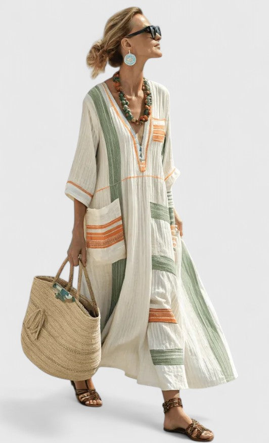 Maxi jurk met V-hals en bohemian details voor dames