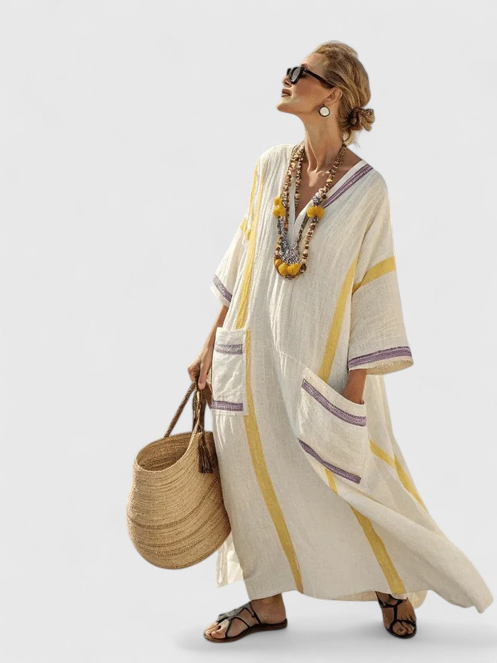 Maxi jurk met V-hals en bohemian details voor dames