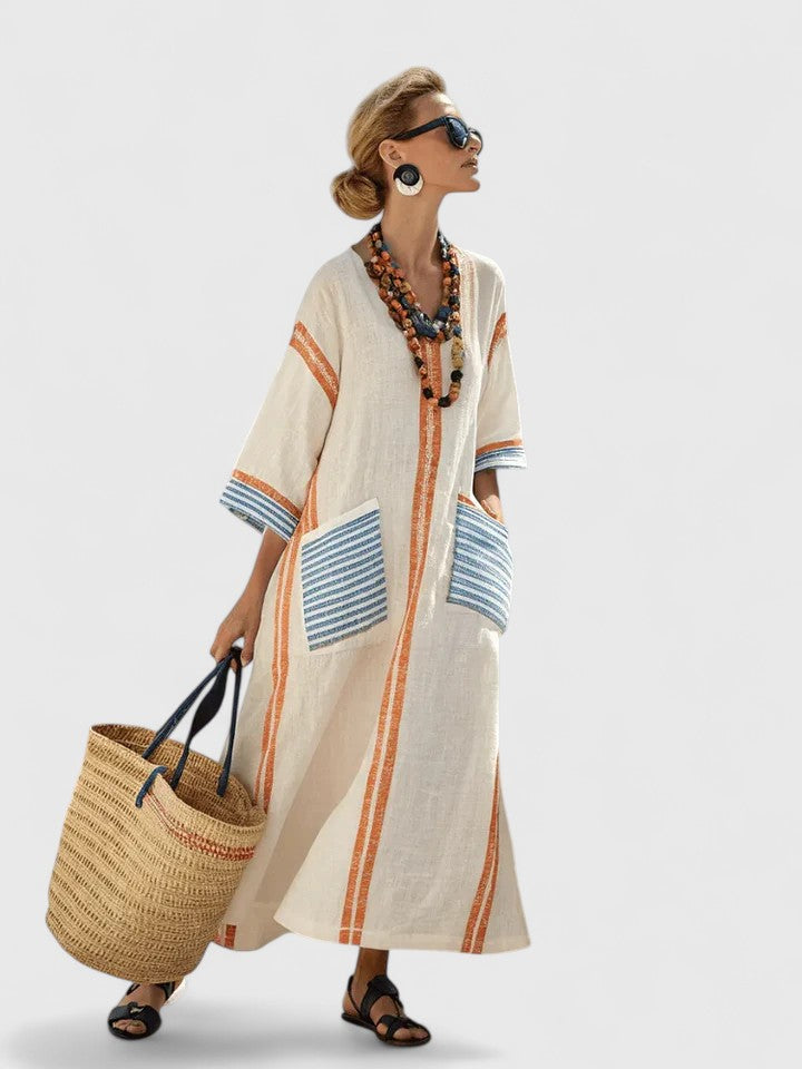 Maxi jurk met V-hals en bohemian details voor dames