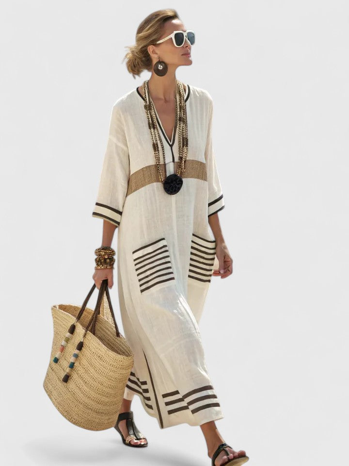 Maxi jurk met V-hals en bohemian details voor dames