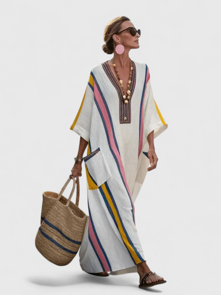 Maxi jurk met V-hals en bohemian details voor dames
