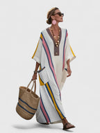 Maxi jurk met V-hals en bohemian details voor dames