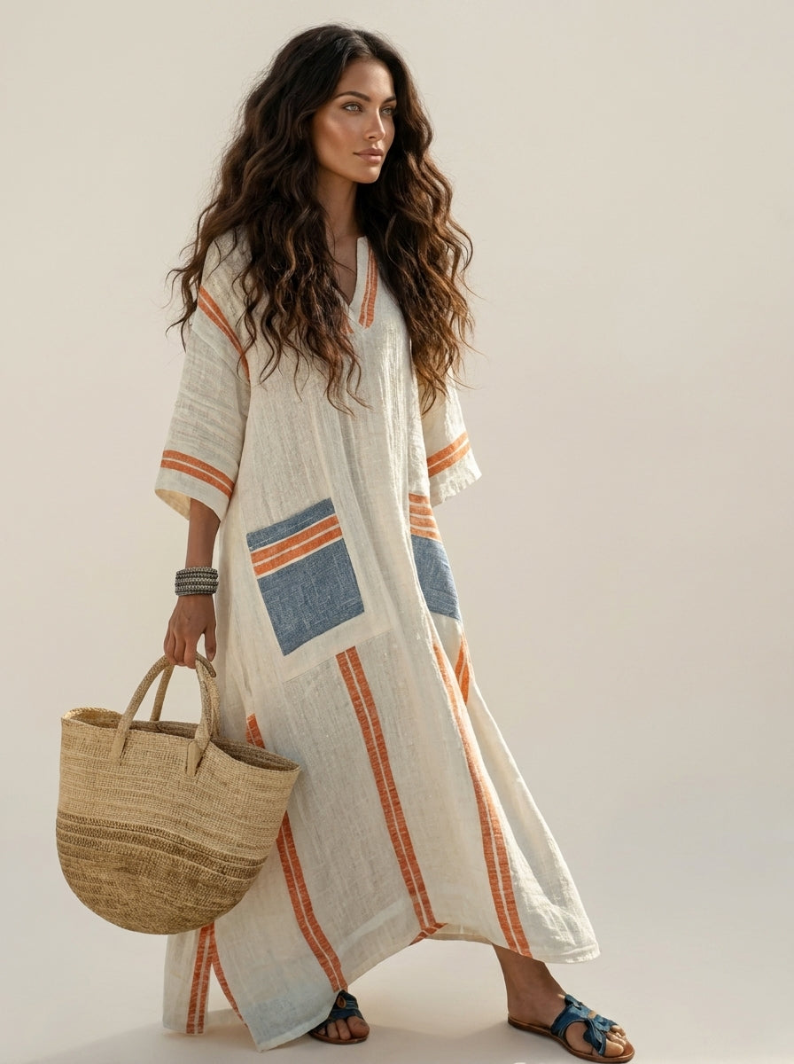 Maxi jurk met V-hals en bohemian details voor dames