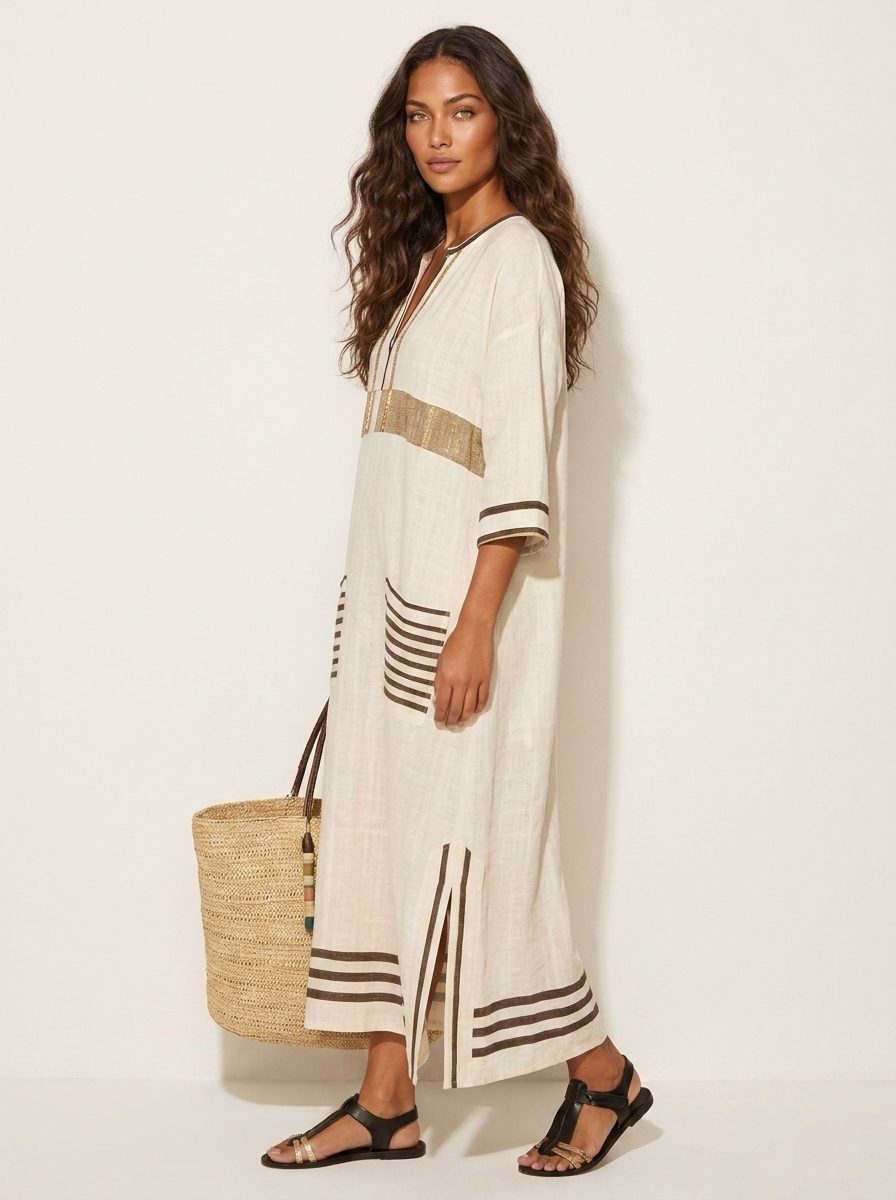 Maxi jurk met V-hals en bohemian details voor dames