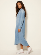Maxi overhemdjurk met denimlook voor dames
