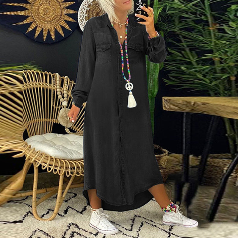 Maxi overhemdjurk met denimlook voor dames