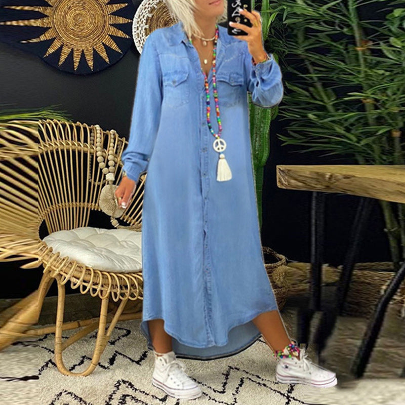 Maxi overhemdjurk met denimlook voor dames