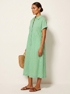 Midi blousejurk met streepdessin en knoopsluiting voor dames