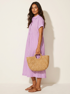 Midi blousejurk met streepdessin en knoopsluiting voor dames