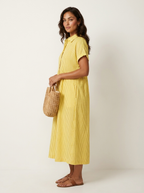 Midi blousejurk met streepdessin en knoopsluiting voor dames