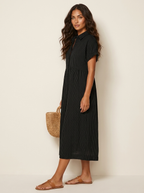 Midi blousejurk met streepdessin en knoopsluiting voor dames