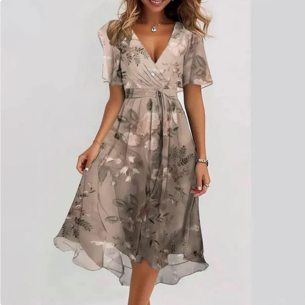 Midi jurk met bloemenprint en vlindermouwen voor dames