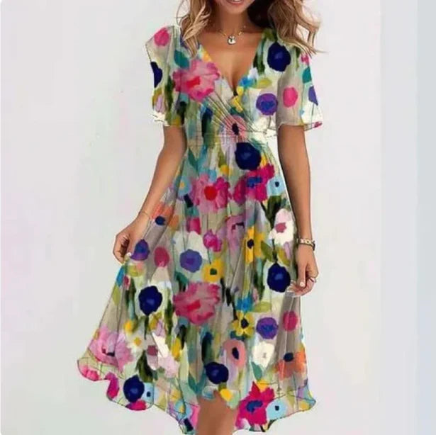 Midi jurk met bloemenprint en vlindermouwen voor dames