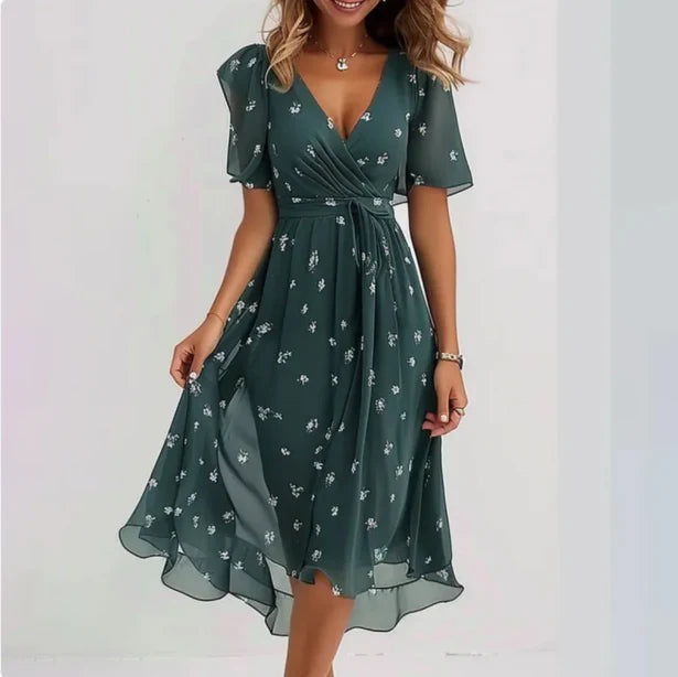 Midi jurk met bloemenprint en vlindermouwen voor dames