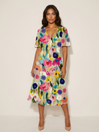 Midi jurk met bloemenprint en vlindermouwen voor dames