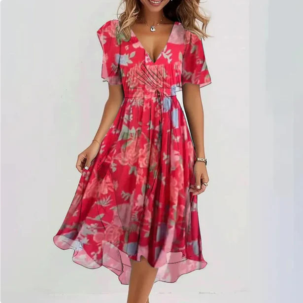 Midi jurk met bloemenprint en vlindermouwen voor dames