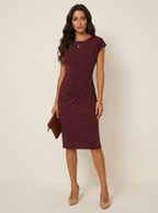 Midi jurk met geplooide taille en stretchstof voor dames