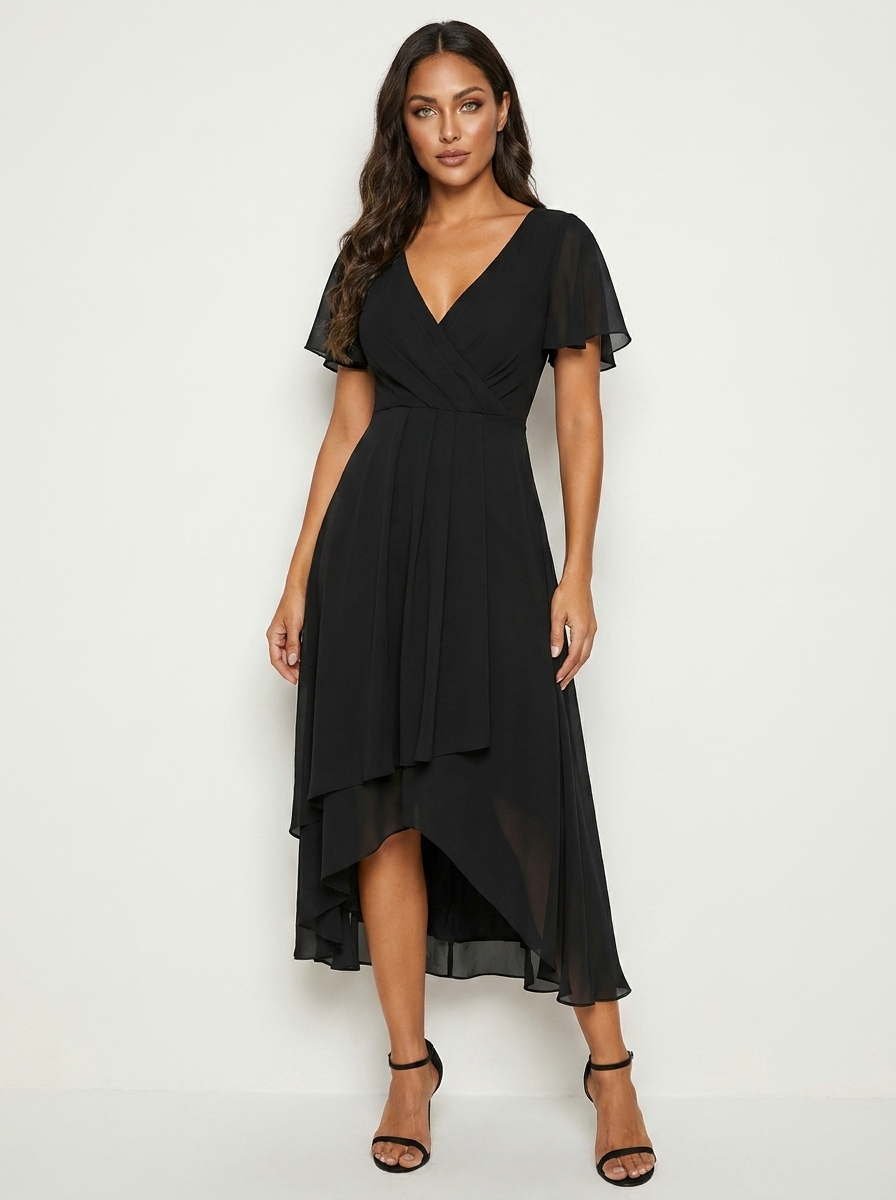Midi jurk met luxe kant en elegante pasvorm voor dames