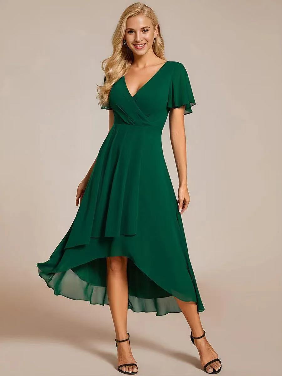 Midi jurk met luxe kant en elegante pasvorm voor dames in donkergroen