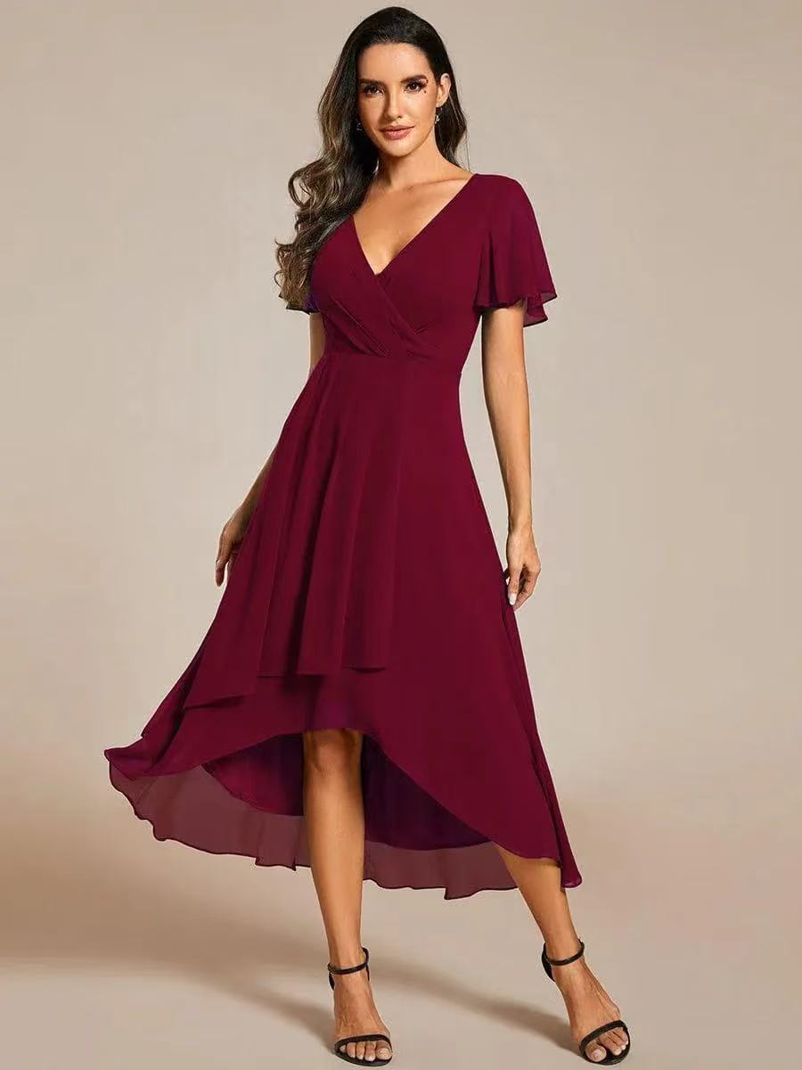 Midi jurk met luxe kant en elegante pasvorm voor dames in rood