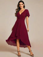 Midi jurk met luxe kant en elegante pasvorm voor dames in rood