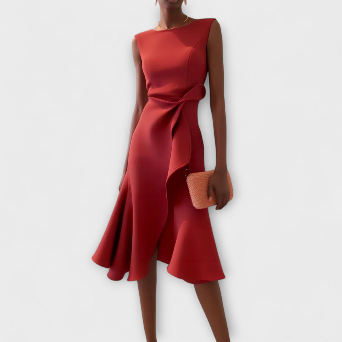 Aansluitende midi jurk met tailleaccent voor dames