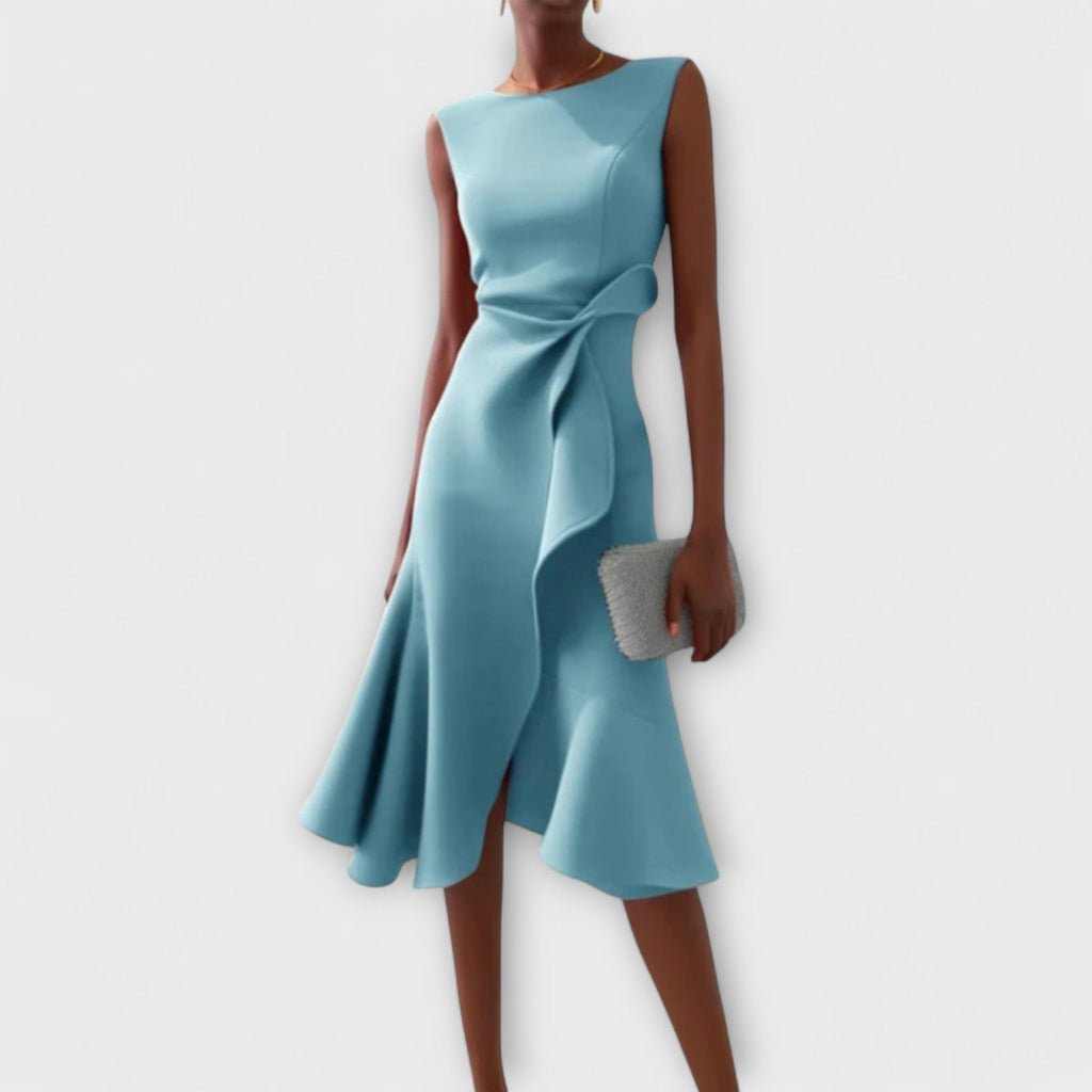 Aansluitende midi jurk met tailleaccent voor dames