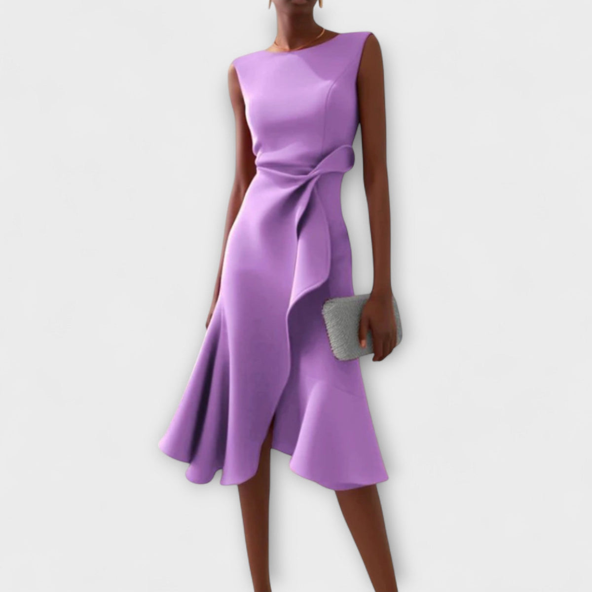 Aansluitende midi jurk met tailleaccent voor dames