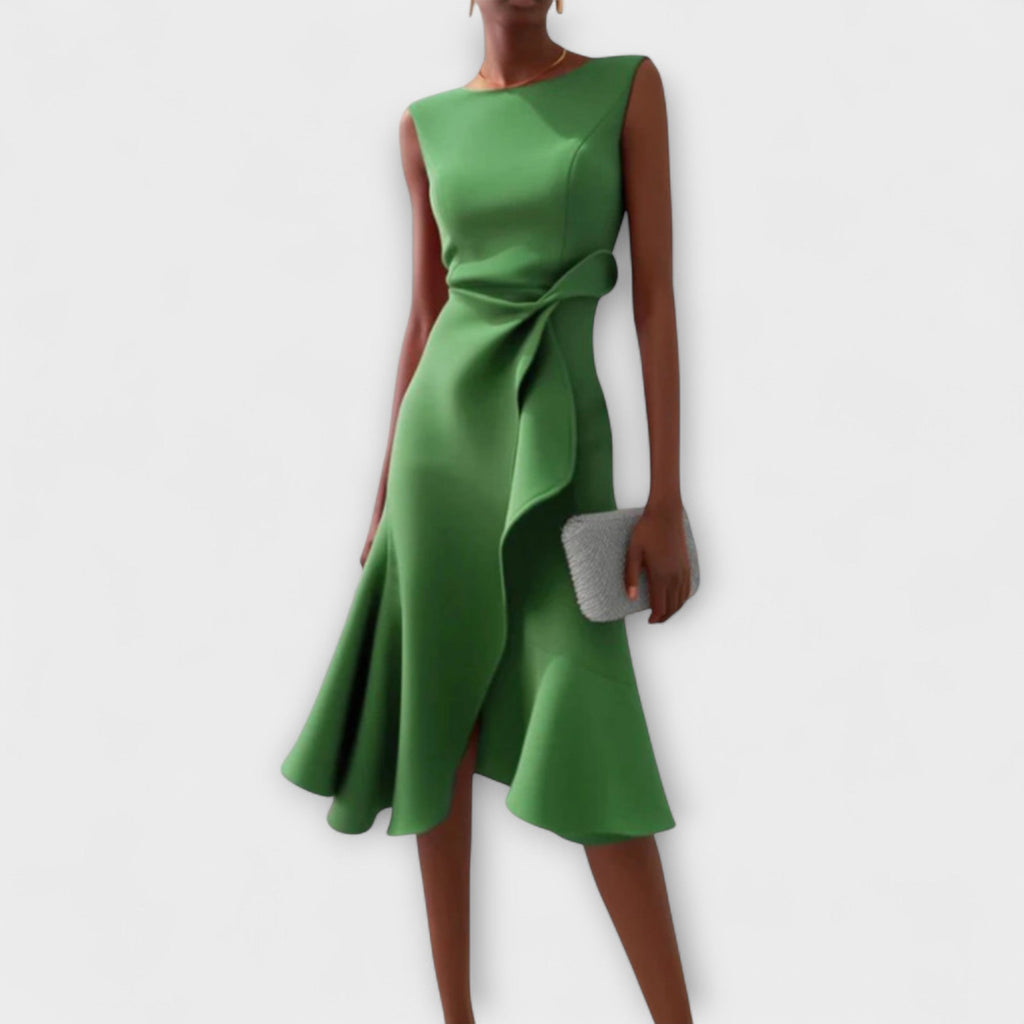 Aansluitende midi jurk met tailleaccent voor dames