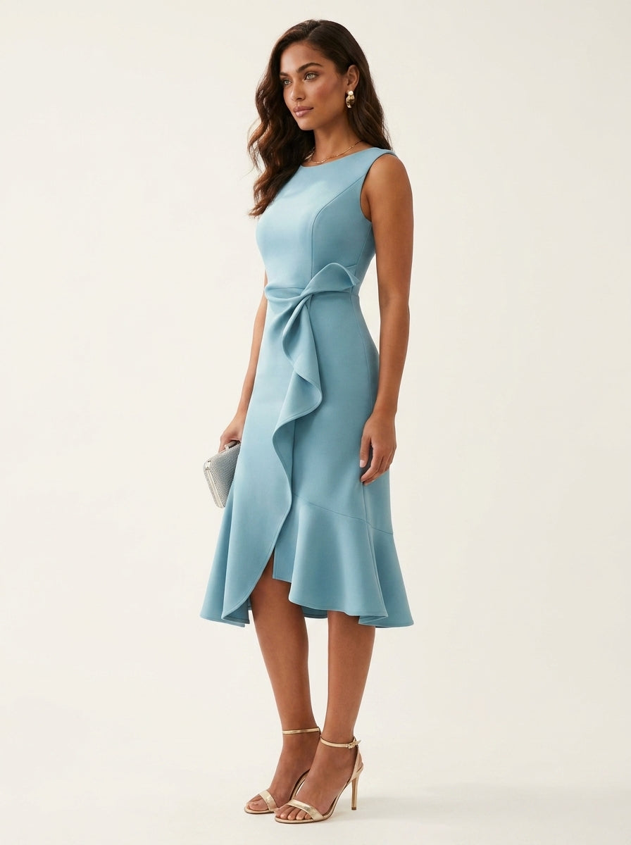 Aansluitende midi jurk met tailleaccent voor dames