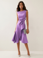 Aansluitende midi jurk met tailleaccent voor dames in paars
