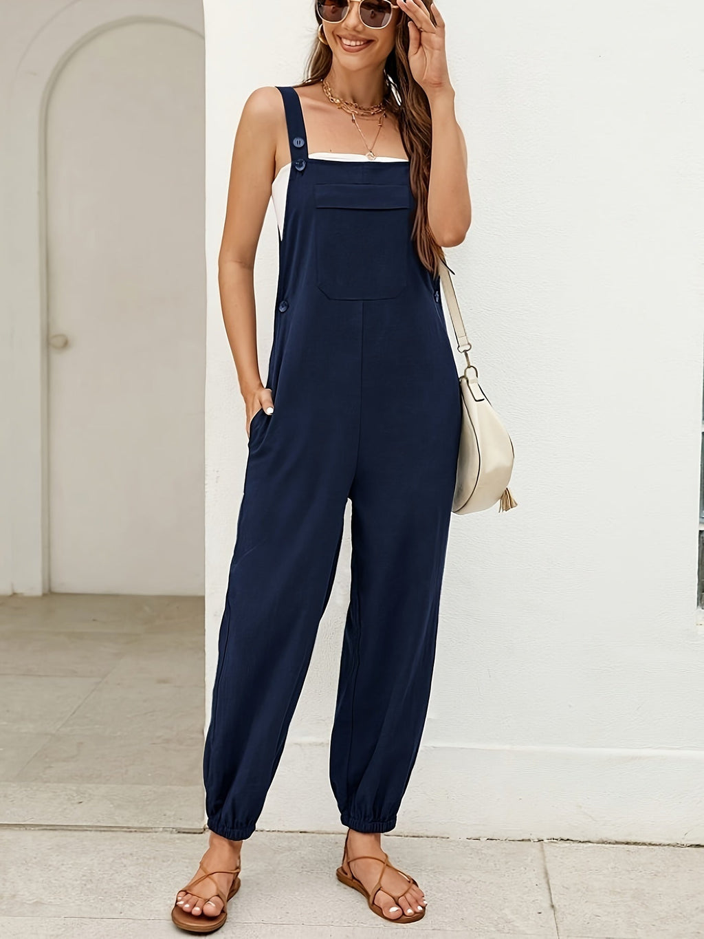 Minimalistische jumpsuit met verlengend silhouet voor dames