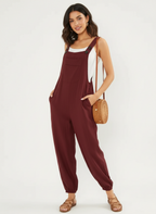 Minimalistische jumpsuit met verlengend silhouet voor dames in rood