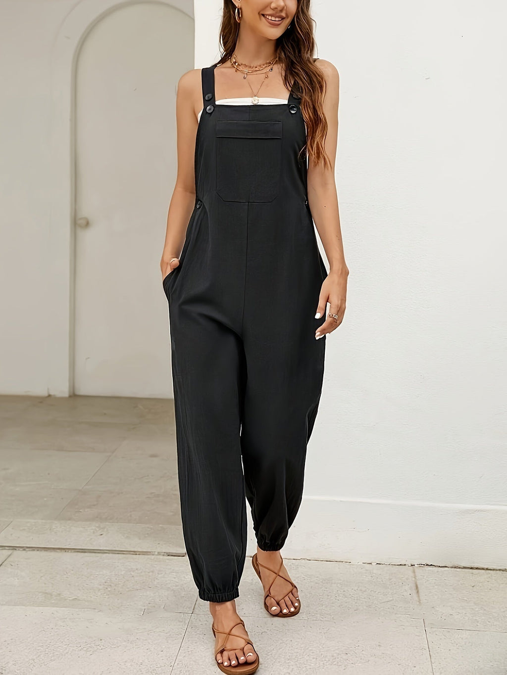 Minimalistische jumpsuit met verlengend silhouet voor dames