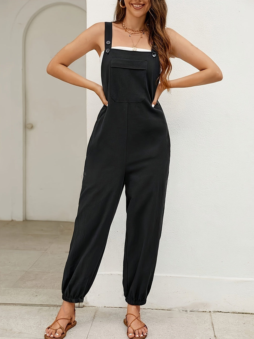 Minimalistische jumpsuit met verlengend silhouet voor dames