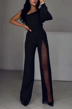 Moderne jumpsuit met wijde pijpen voor dames in zwart