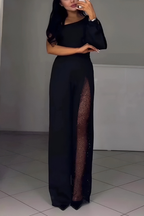 Moderne jumpsuit met wijde pijpen voor dames in zwart