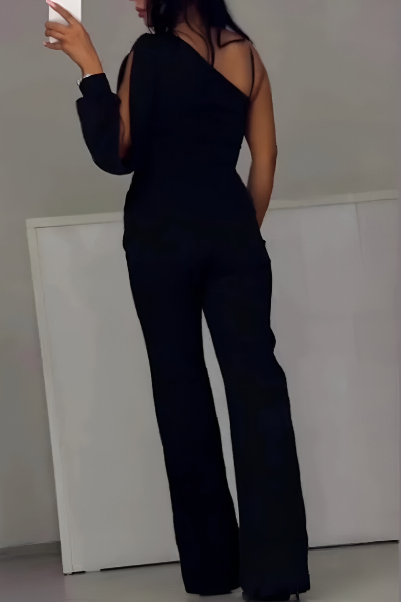 Moderne jumpsuit met wijde pijpen voor dames in zwart