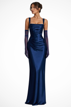 Mouwloze maxi jurk met vierkante hals voor dames in marineblauw