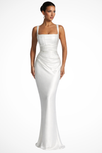 Mouwloze maxi jurk met vierkante hals voor dames in wit