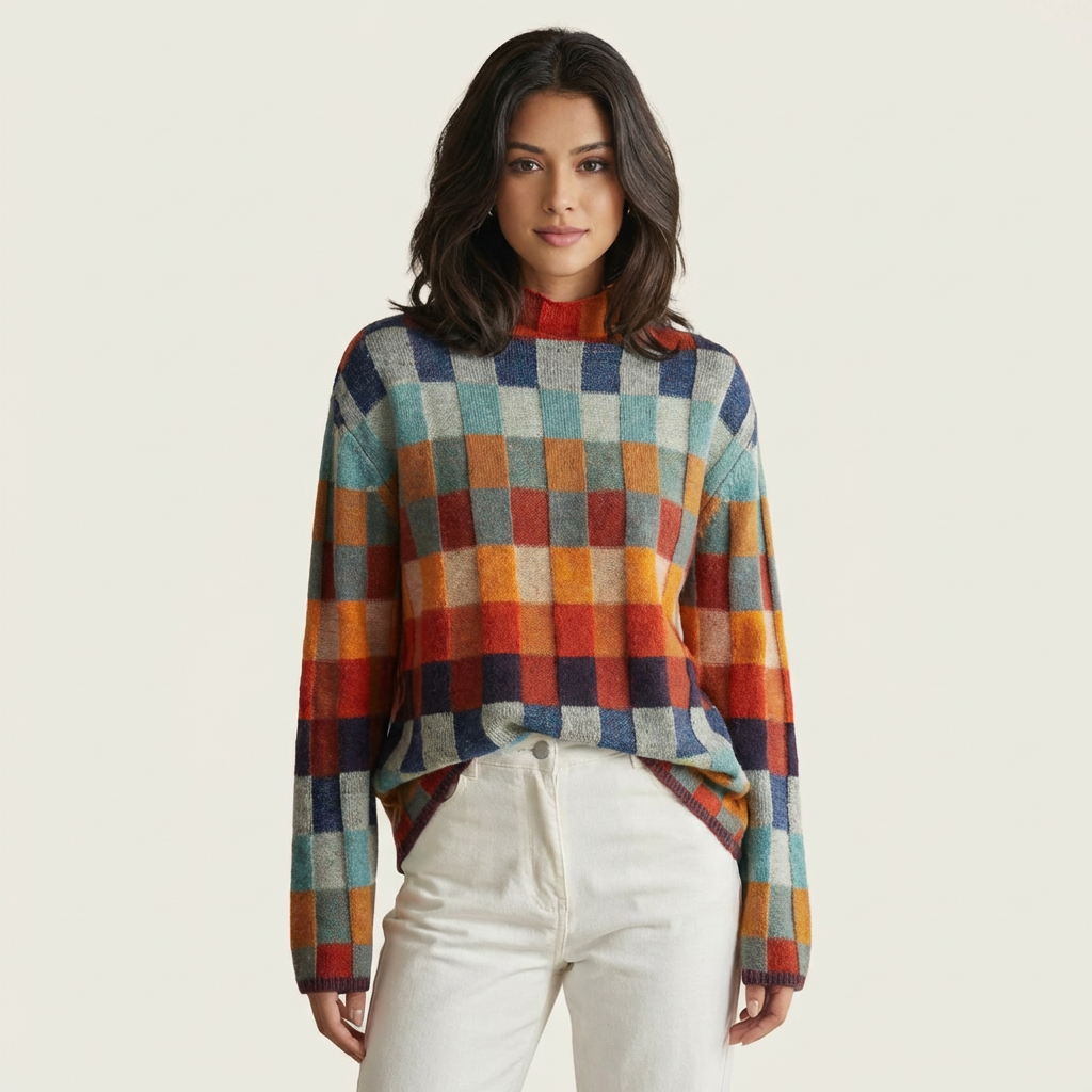 Multicolor trui met ruitpatroon