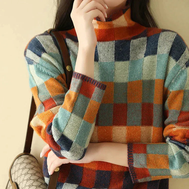 Multicolor trui met ruitpatroon